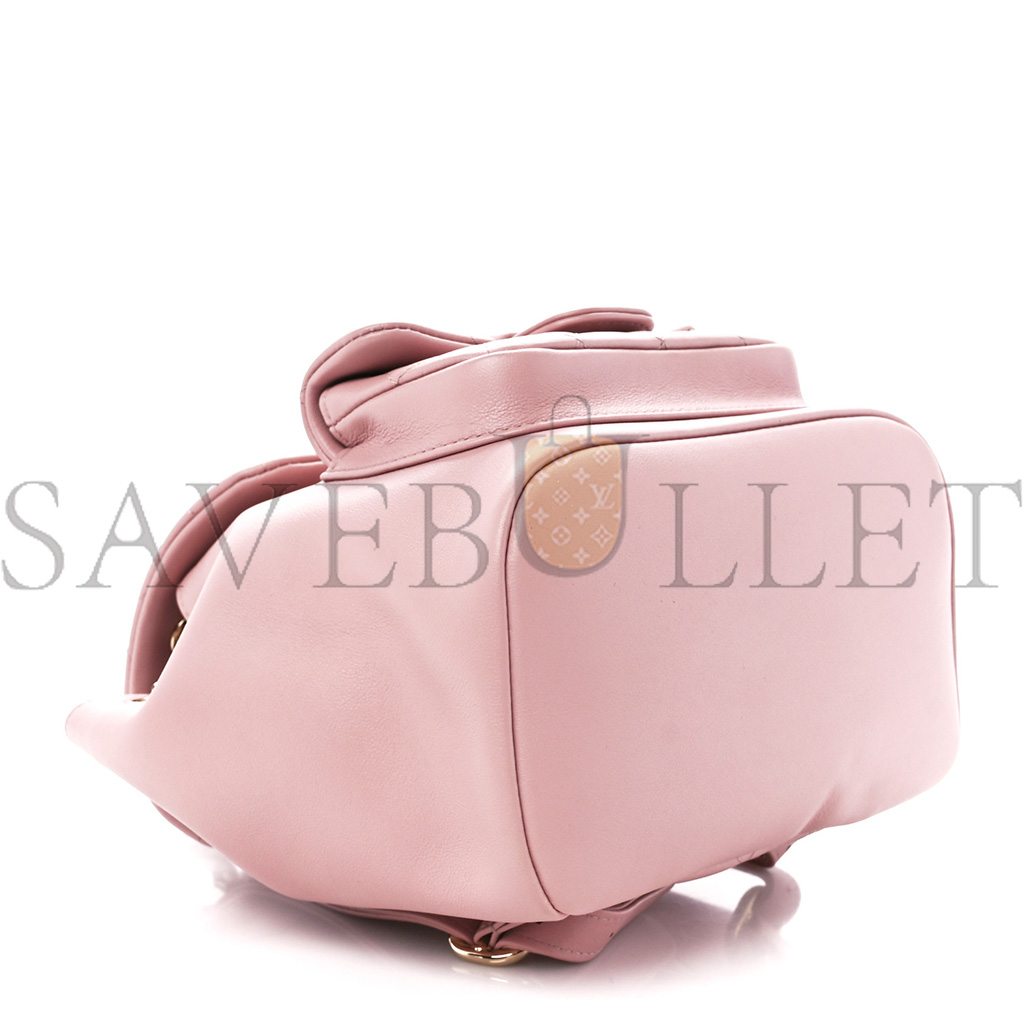 Ch*el master lambskin quilted small duma drawstring backpack light pink as2908 (18.5*18*12cm)